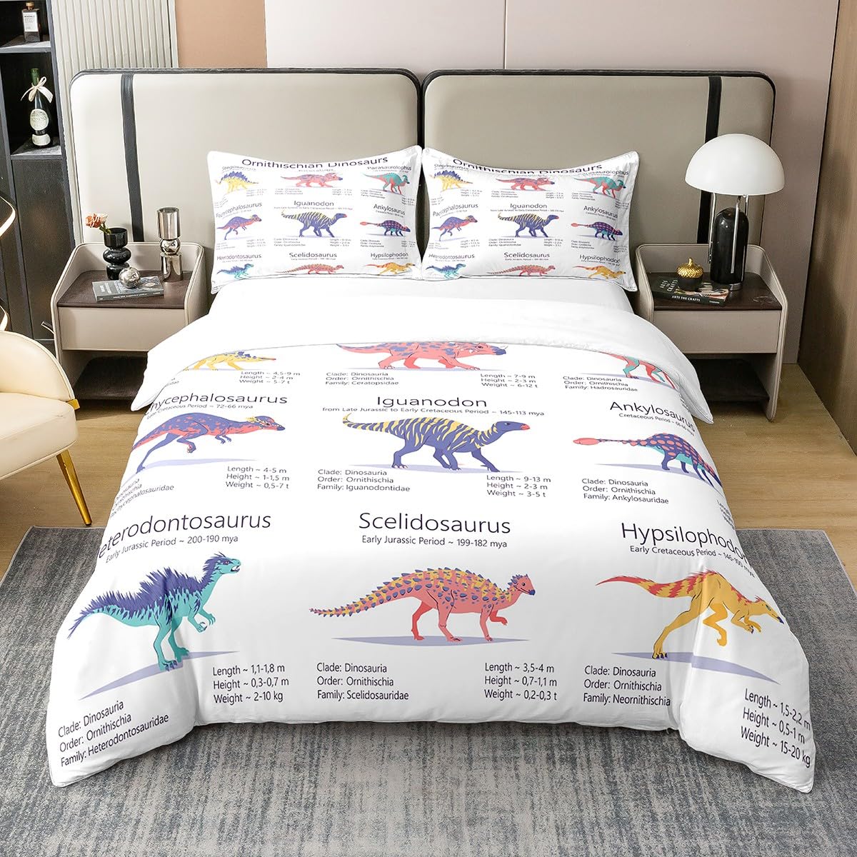 Homewish Dziecięcy dinozaur poszewka na kołdrę 100% bawełna organiczna, zestaw pościeli dla małych dzieci i dziewczynek, zestaw pościeli z motywem starożytnego dinozaura, dla chłopców, dżungla,