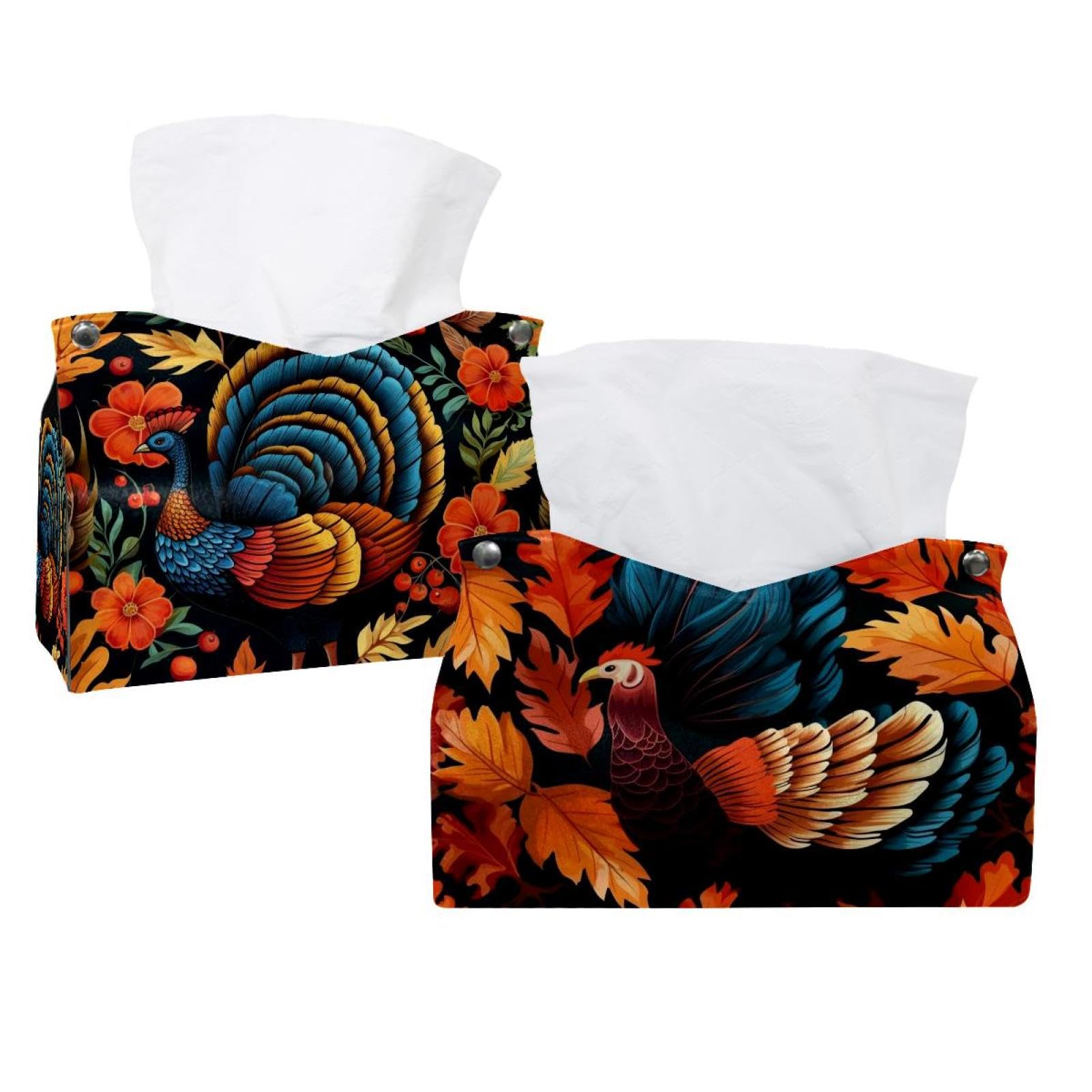 Porte-mouchoirs feuilles de dinde de Thanksgiving lot de 2 pour décoration de table d'automne