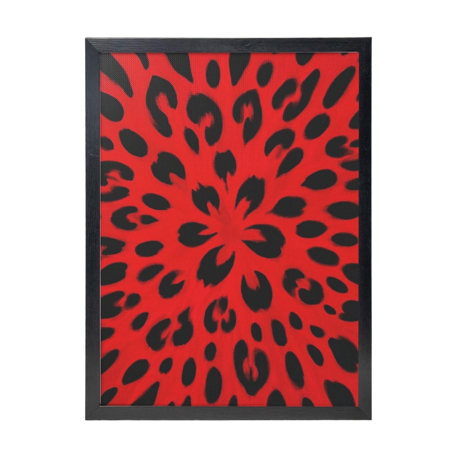 Framed Wall Art - Decorative Canvas Painting red leopard print Pictures Poster Aesthetic Modern Prints Artwork for Bedroom Office Wall Decor Ready To Hang 12x16 in