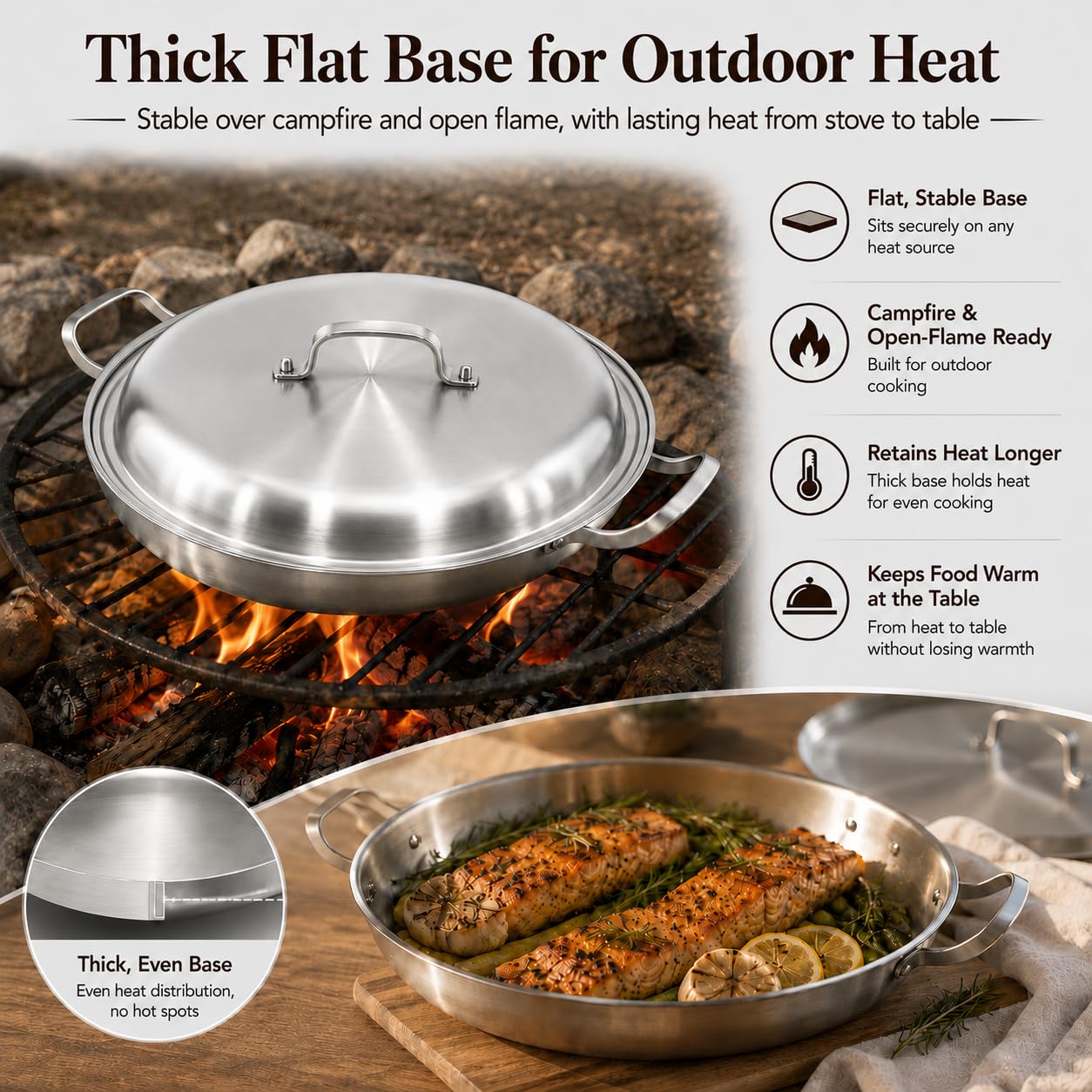 DELARLO 16" Stainless Steel Paella Pan -9