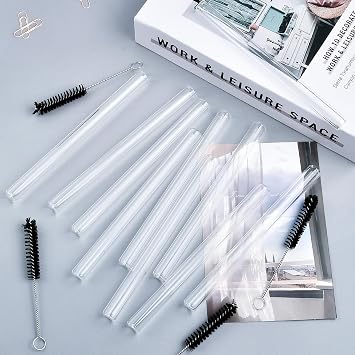20 Pieces 6 Inches Long Clear Glass Tubes for Art DIY, 12mm OD 8mm ID 2mm Thick Wall Glass Borosilicate Blowing Tubing with 5 Cleaning Brush