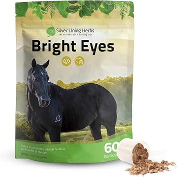 Silver Lining Herbs Bright Eyes Vitamins - Horses Eye Supplements to Support Capillary Health, Great Vision, Overall Eye Health - Plant-Based Herbal Horse Supplements - 1 lb 60-Day Supply