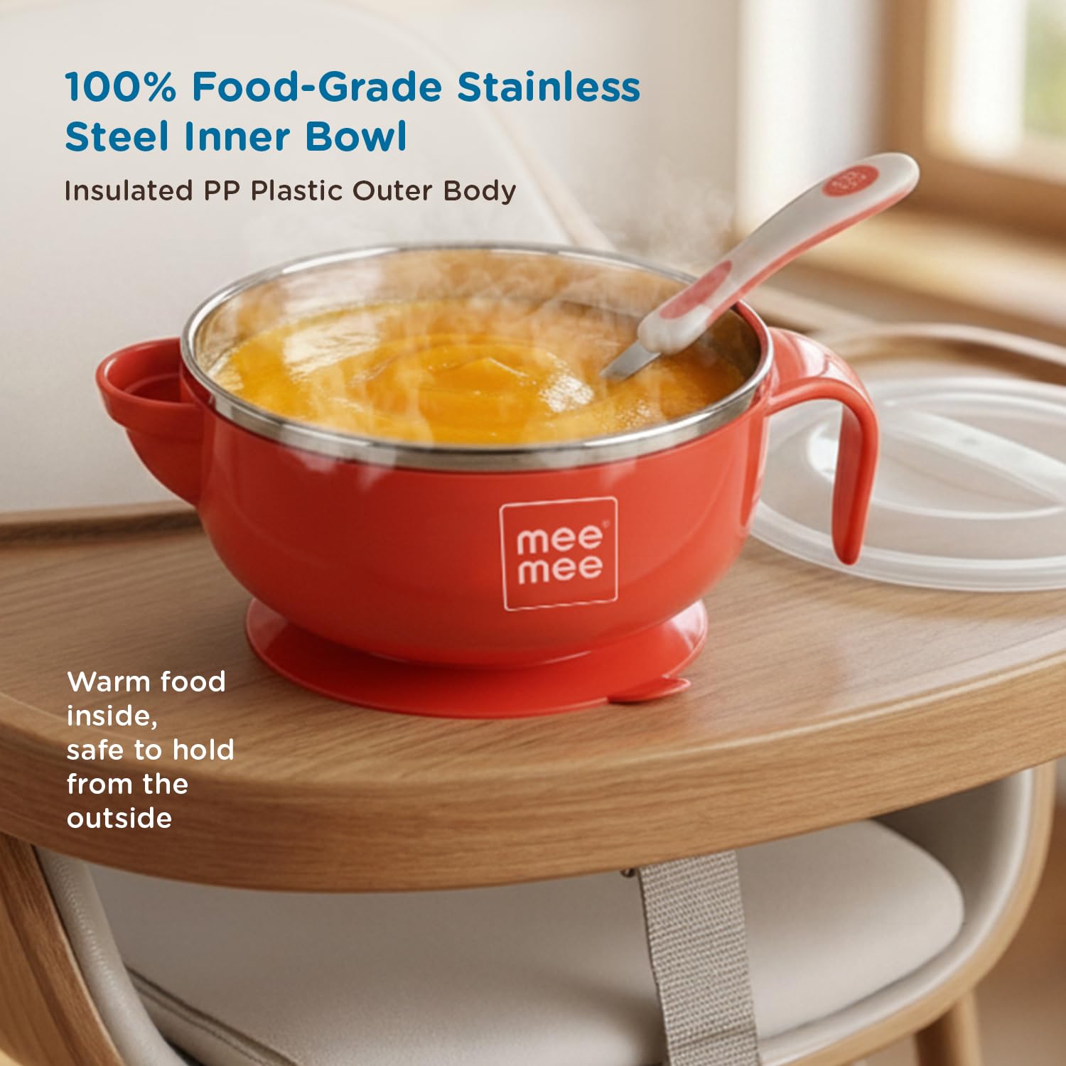 Mee Mee Air Tight Baby Feeding Bowl | BPA Free | Stay Warm Bowl | Food Remains Warm | Suction Non-Spill Bowl 3