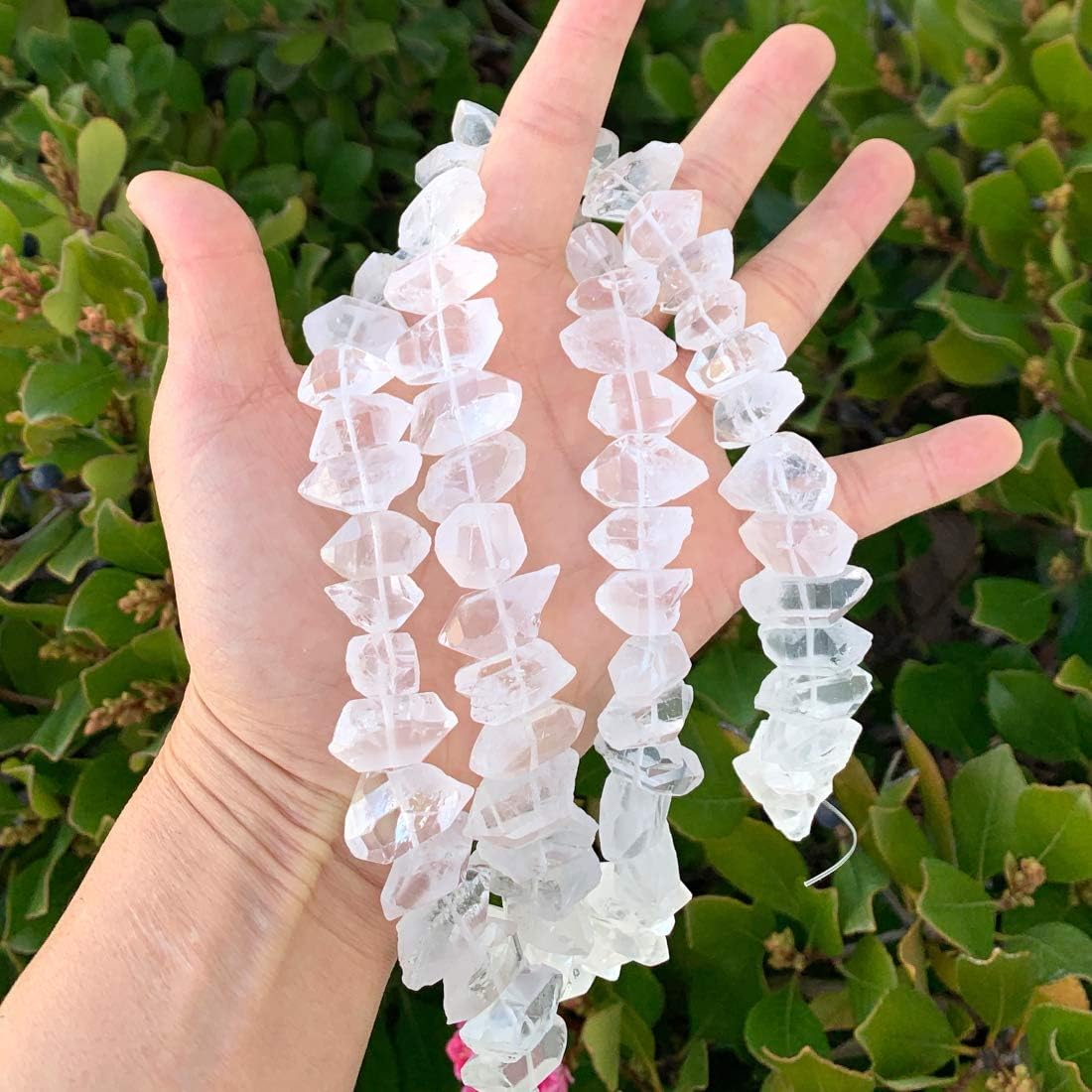 Adabele 30 Inch Natural Raw Healing Clear Crystal Quartz Nugget Drilled Gemstone Loose Beads Chakra Gem Stone Spacer for Jewelry Craft Making GA-B1