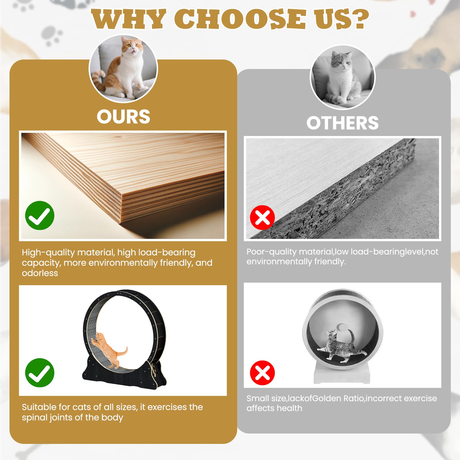 WUDLEP Katzen Laufrad 101cm - Indoor Fitness Rad Für Katzen