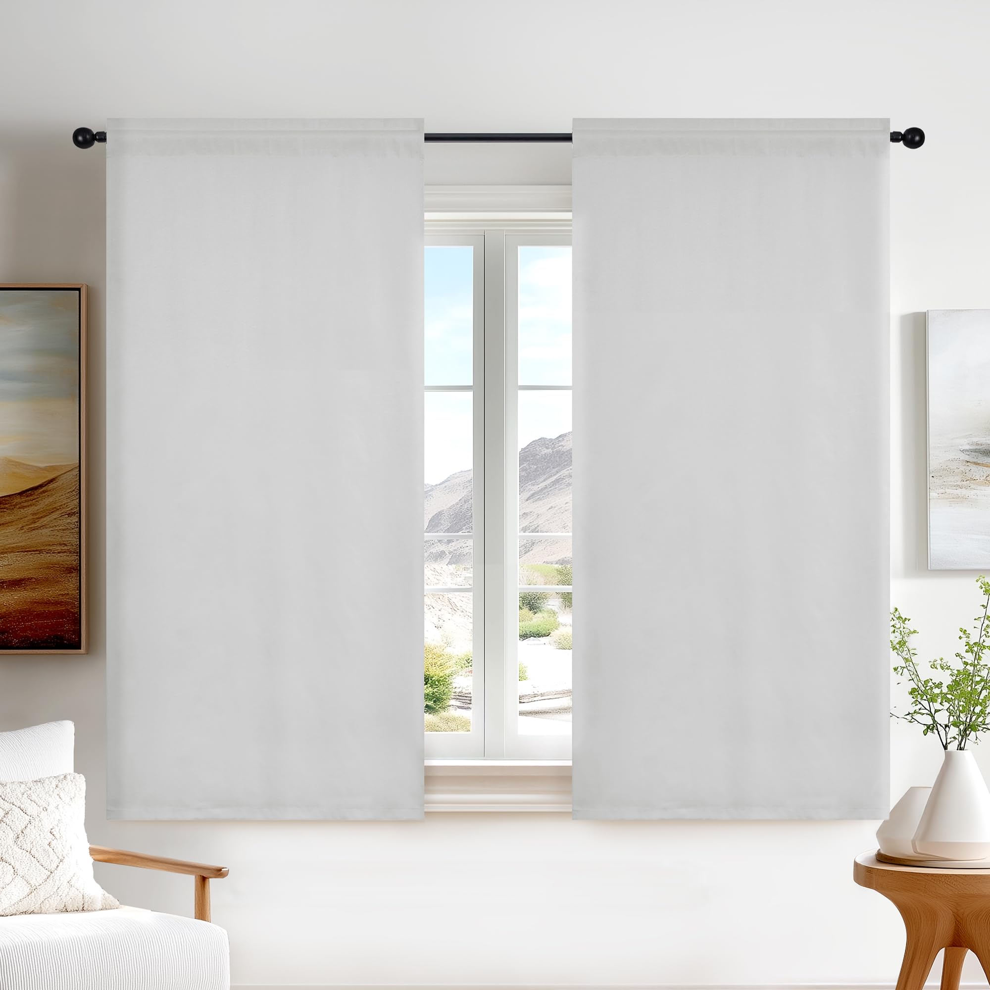 Deconovo Tende Oscuranti 100% Tasca per Asta Set 2 Pannelli 70x150 cm Bianco Sporco per Interni