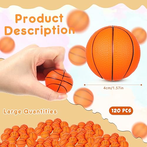 Miniatura 2 de Leitee 120 mini pelotas de baloncesto de espuma suave para el estrés, juguetes de baloncesto pequeños para apretar, pelota inflable de 1.6 pulgadas