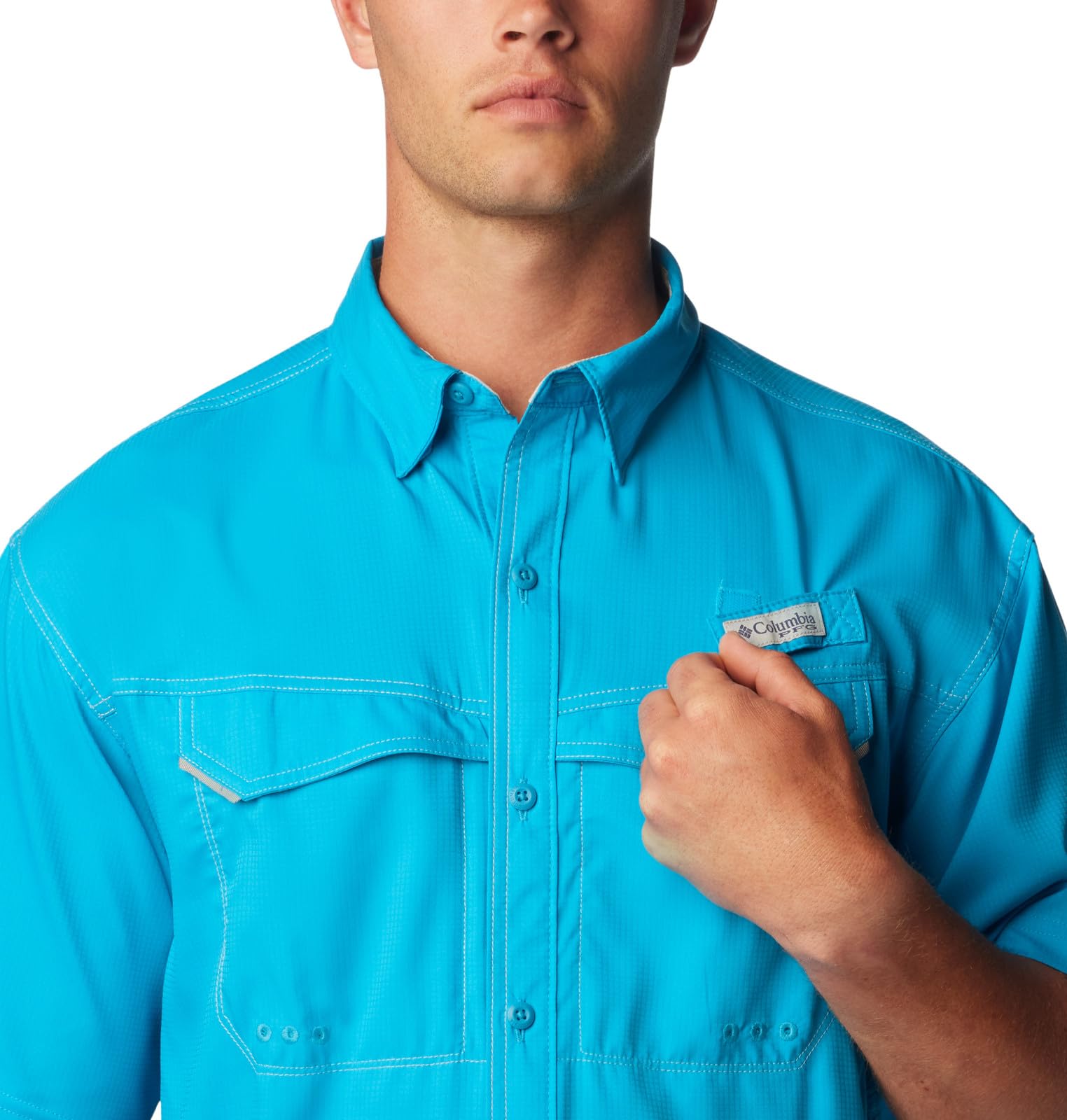 Chemise Columbia PFG Homme, Manches Courtes, Bleu, Taille M, Pêche Ventilée