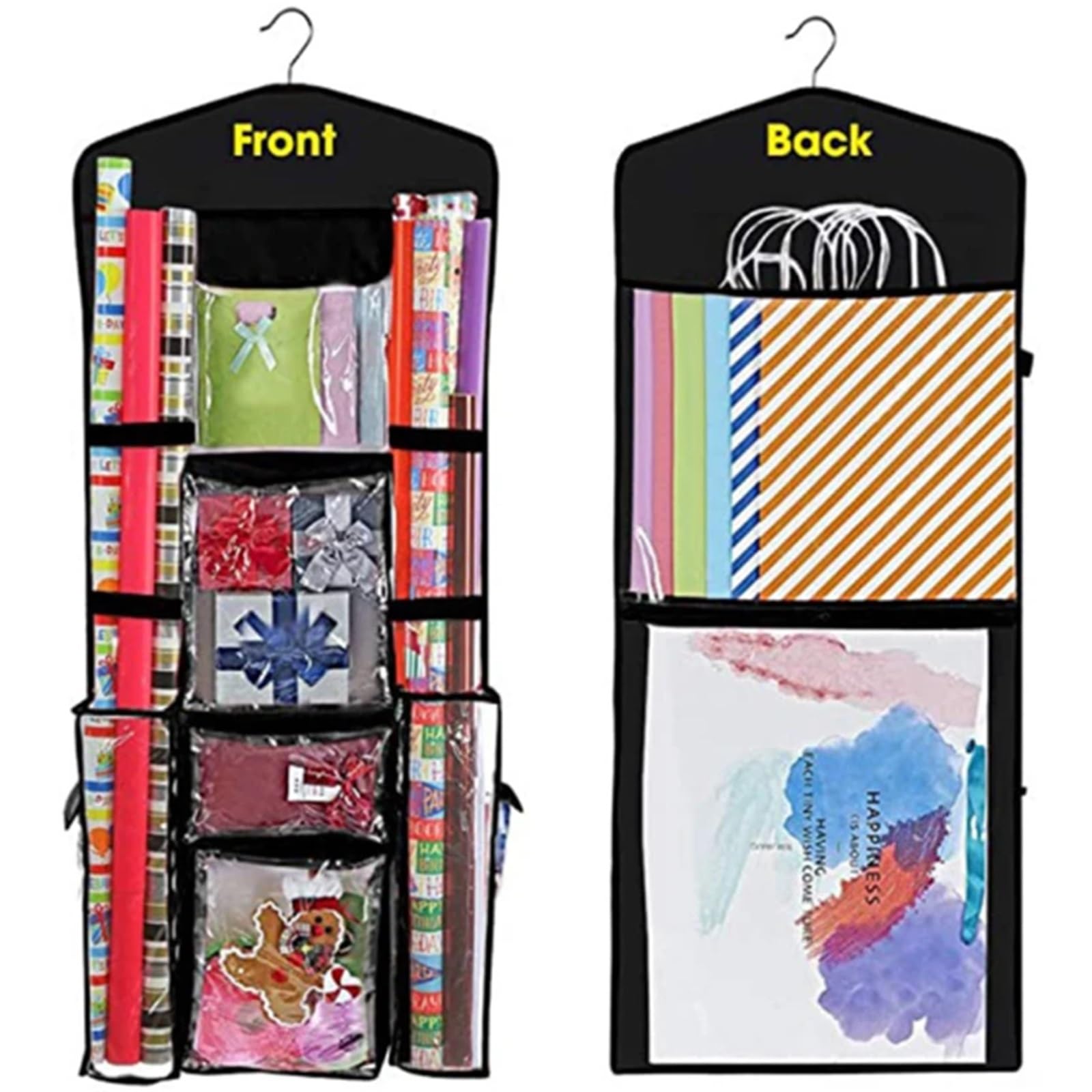 Geschenkpapier Aufbewahrung 37x16 In Hanging Gift Bag Organizer With Multiple Pockets Hanging Gift Wrapping Paper Storage Gift Organizer