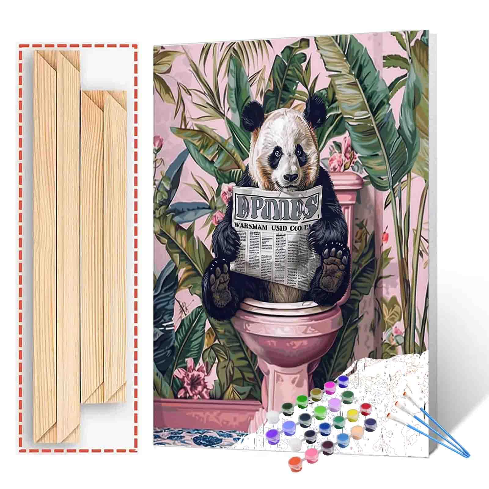 Tucocoo Paint by Numbers Kit with Brushes and Acrylic Pigments on Canvas, Painting for Adults, Funny Animal on Toilet, Tropical Plant, Picture for Home, Wall Decoration, Gifts, 40x50cm โ image 1