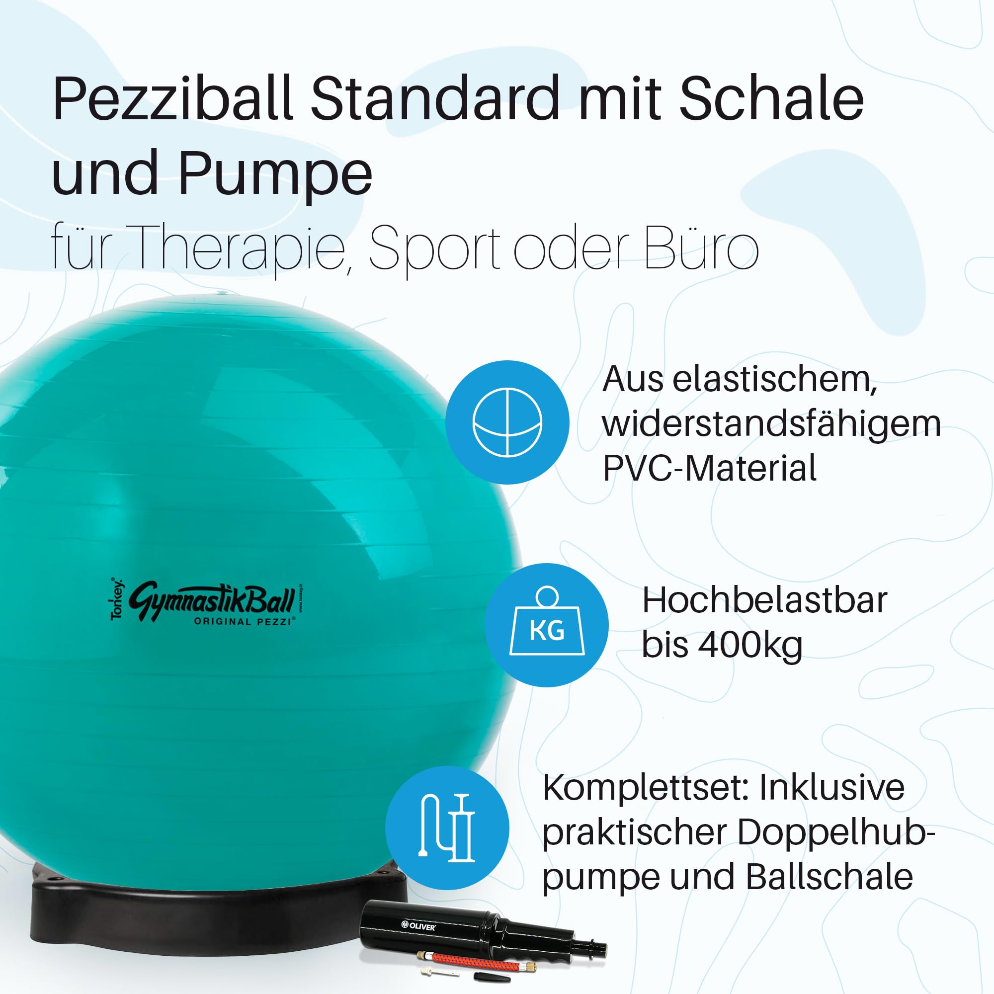 Original Pezziball Standard 75 cm rot m. Ballschale & Pumpe Kombi Gymnastikball