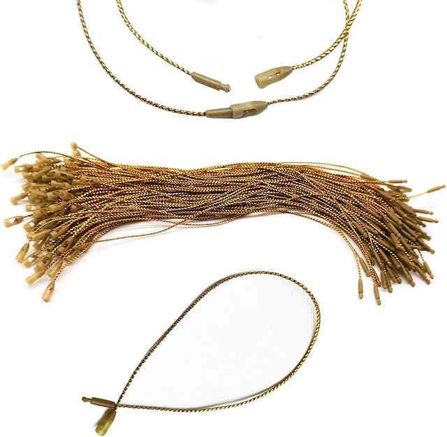 QISF Christmas Ornament String Gold Thread Twist Ties with Snap Fastener for Jewelry Cord DIY Craft String Thread and Packing String (100PCS)