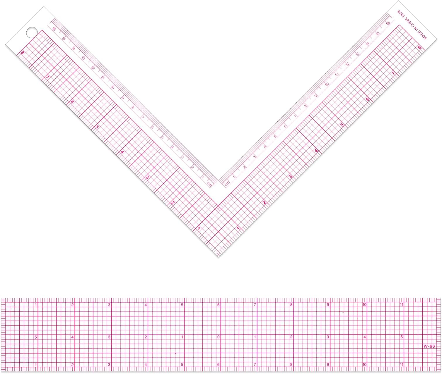 2 Pcs Clear Sewing Ruler, Transparent L-Square Rule&12 Inch Plastic Fabric Sewing Ruler 8.5 Inch Square Framing Measuring Tool 90 Degree Right Angle Rulers for Pattern Grading Making
