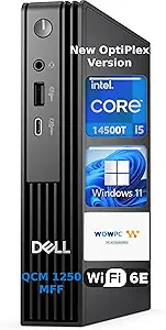 Dell Pro Micro QCM1250 Mini Desktop Computer, New OptiPlex Version AI PC for Business&Home, Intel Core i5-14500T, 16GB DDR5, 1TB PCIe+512GB External SSD, Dual 4K Display Support, USB-C, Win11