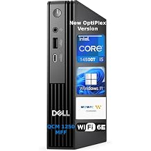 Customized Dell Pro Micro QCM1250 Mini Desktop, New OptiPlex AI PC for Business&Home, Intel i5-14500T, 16GB RAM 256GB SSD, Up to 64GB RAM 4TB SSD, Dual 4K Display Support, USB-C, Win11 Pro
