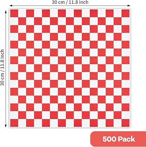 Miniatura 2 de ZORRITA 500 hojas de papel de Navidad a cuadros, 12 x 12 pulgadas, resistente a la grasa, papel de regalo rojo y blanco para sándwiches,