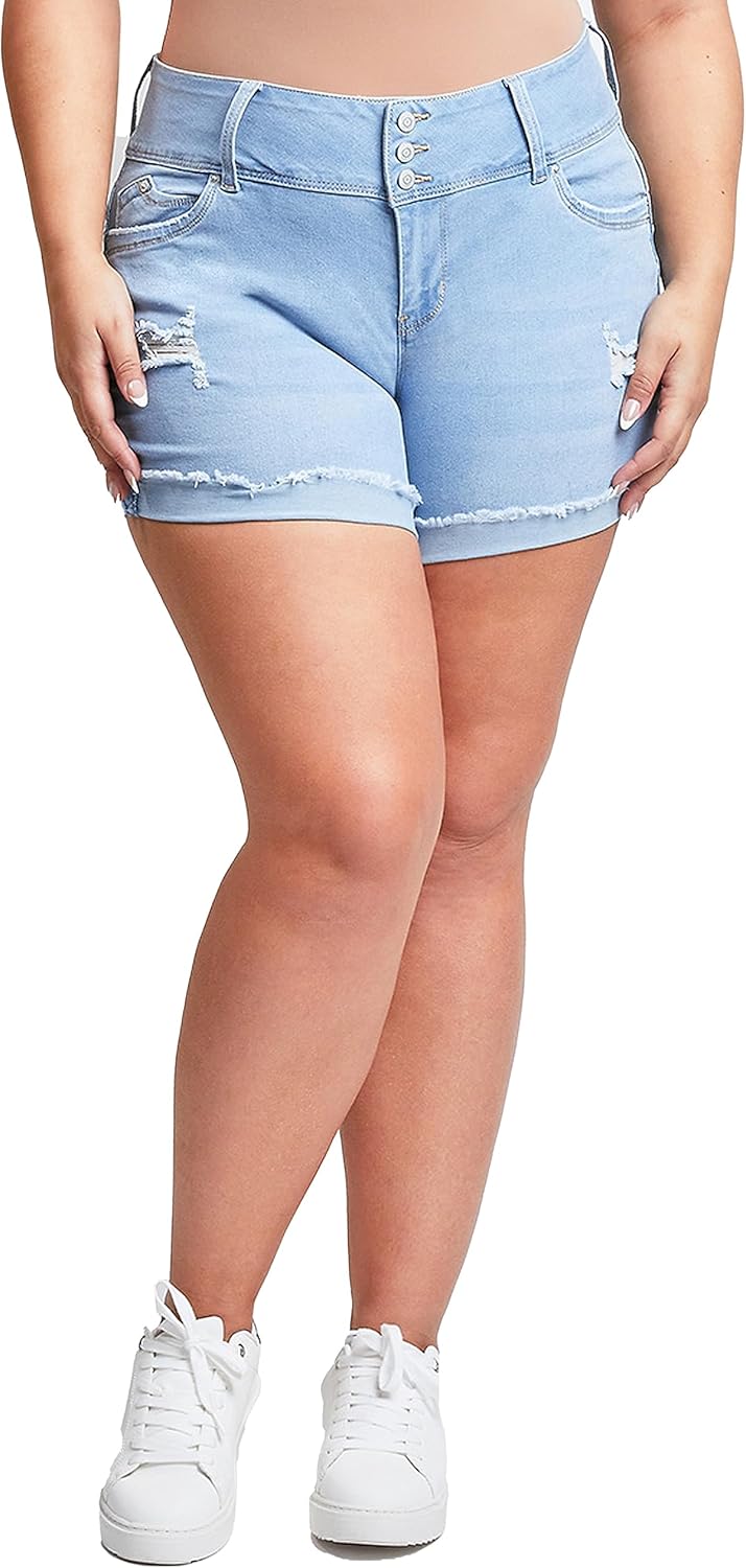YMI Womens Women's Plus Size Wannabettabutt Mid Rise Shorts
