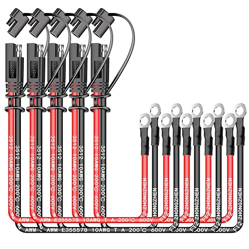 iMESTOU Arnés de terminal SAE a anillo tórico de 10 AWG, enchufe de desconexión rápida de 2 pines, arnés de terminal de ojal, cable de carga, cable