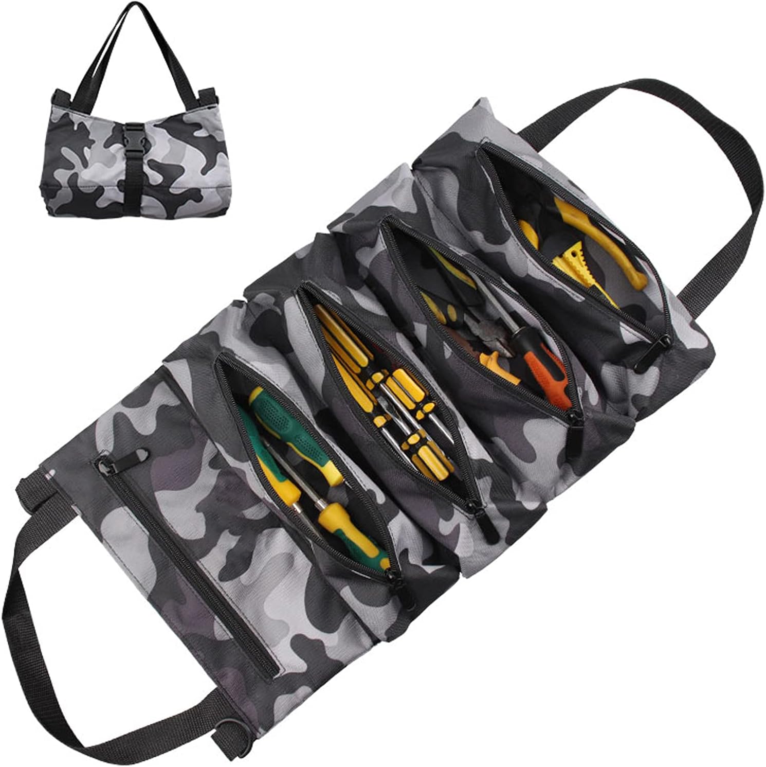 Buy GEEDUD Wrench Roll Up Pouch,Roll Up Tool Bag MultiPurpose Canvas