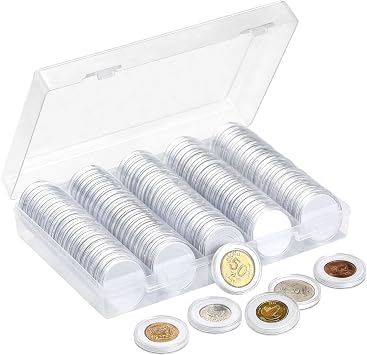 SPLF 100 Pieces 30mm Coin Capsules, Coin Holder Case, White