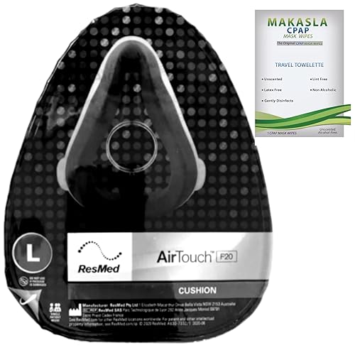 Paquete de mascarillas F20 Cusion con toallitas de limpieza Cpap, proporciona un excelente sellado, tamaño grande