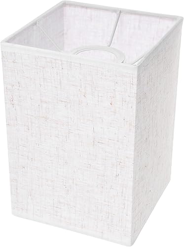Baluue Pantalla rectangular de lino, pantalla de tela, pantallas de lámpara de araña con clip, cubierta de luz de repuesto para lámpara de mesa,