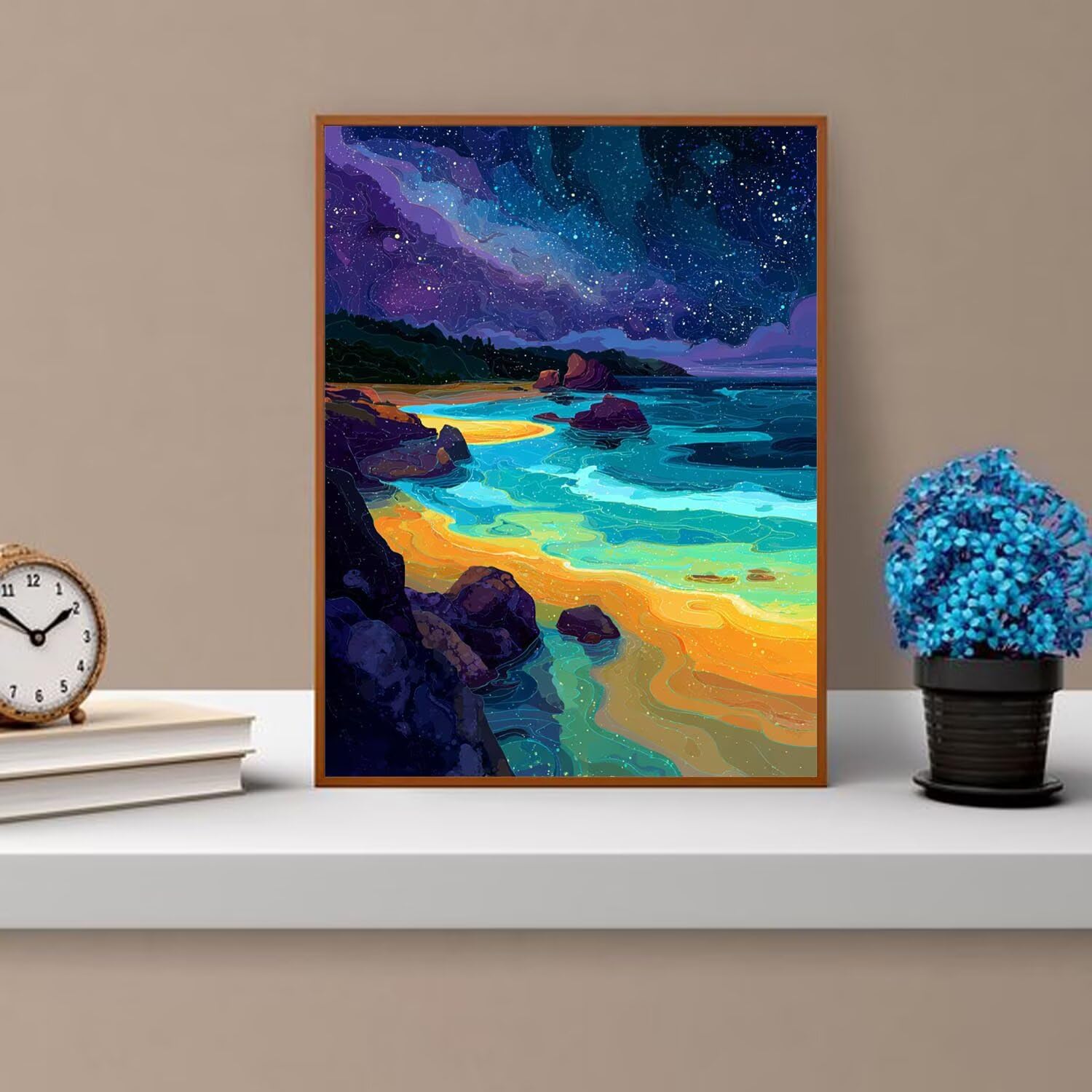 Dipingere con i Numeri Adulti Il cielo stellare, spiaggia Dipingere con i Numeri Bambini DIY Kit, Set Premium con Pennelli, Decorazione Casa & Creativo Regalo, Attività di Tempo libero 90x120cm z-443
