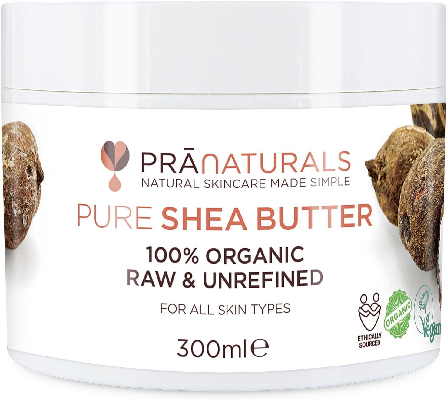 100% Organic Shea Butter 300ml, Pure Raw Unrefined A Grade African Ivory All-Natural Microwaveable Smooth Shea Nut Lip Balm Body Butter Moisturiser Cream Lotion for All Skin Face Hair Type