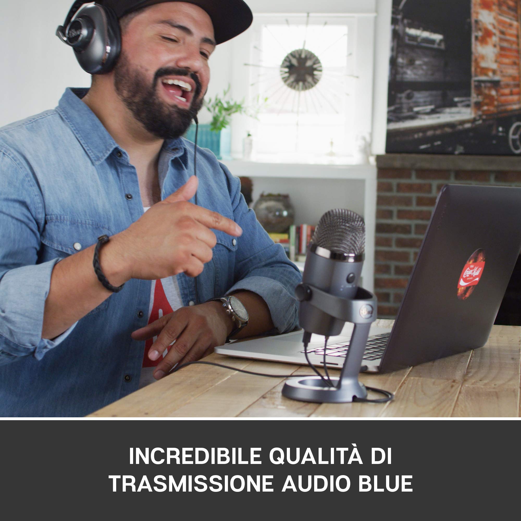 Blue Yeti Nano Microfono USB Premium per Registrazione, Streaming, Gaming, Podcast su PC e Mac, Mic a Condensatore, Effetti Blue VO!CE, Cardioide e Omni, Monitoraggio Senza Latenza - Grigio