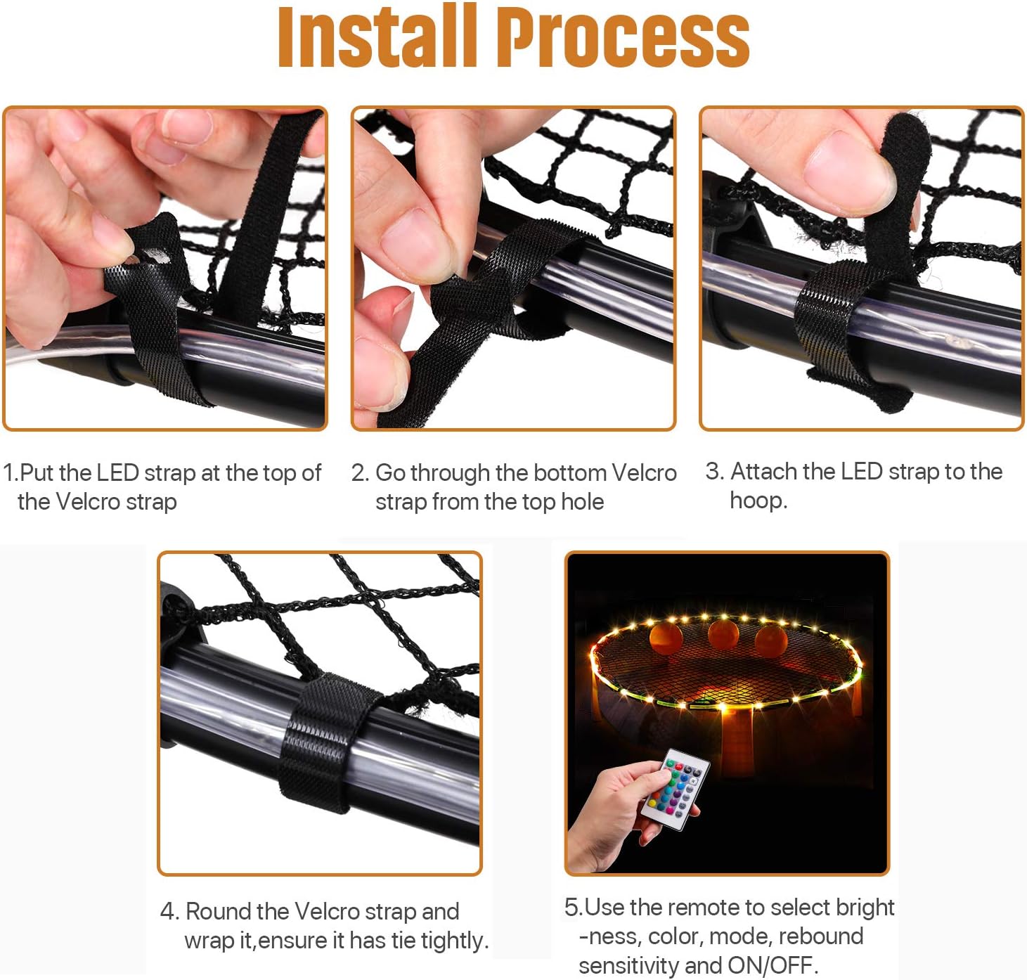 Waybelive LED Hoop Lights for Blinngoball Game, Spike Game, 16 Color Change by Yourself, Remote Control Rim LED Light Compatible with Blinngoball Game, Spike Game, Slammo Ball, Strike Ball Game