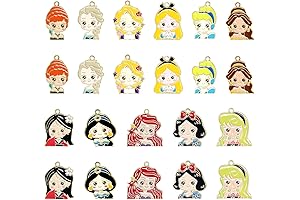 Disney Princess Charms: 22PCS Enamel Alloy Charms for Jewelry Making