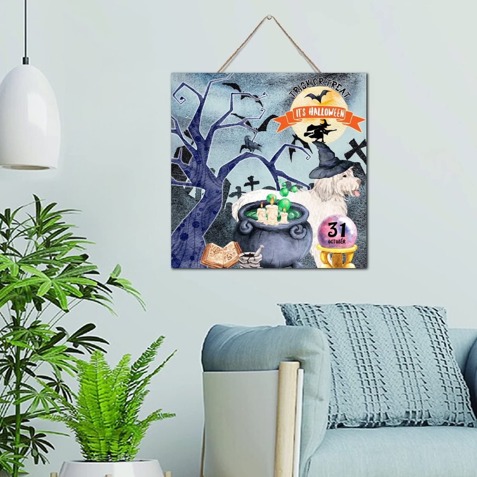 Décoration d'Halloween en bois Trick or Treat pour étagère vintage