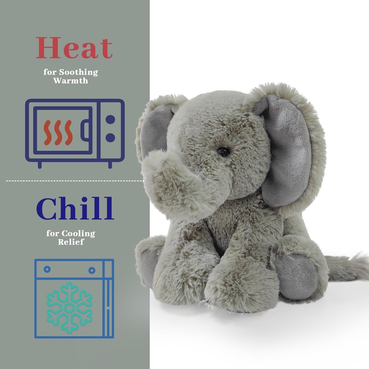 Microwavable & Weighted Stuffed Animals,Elephant Stuffed Animal 8.5 Inch, 1.1 Lbs,Cute Soft Plush Toys for Boys, Girls, Babies & Toddlers（Lightly Scented with Chamomile