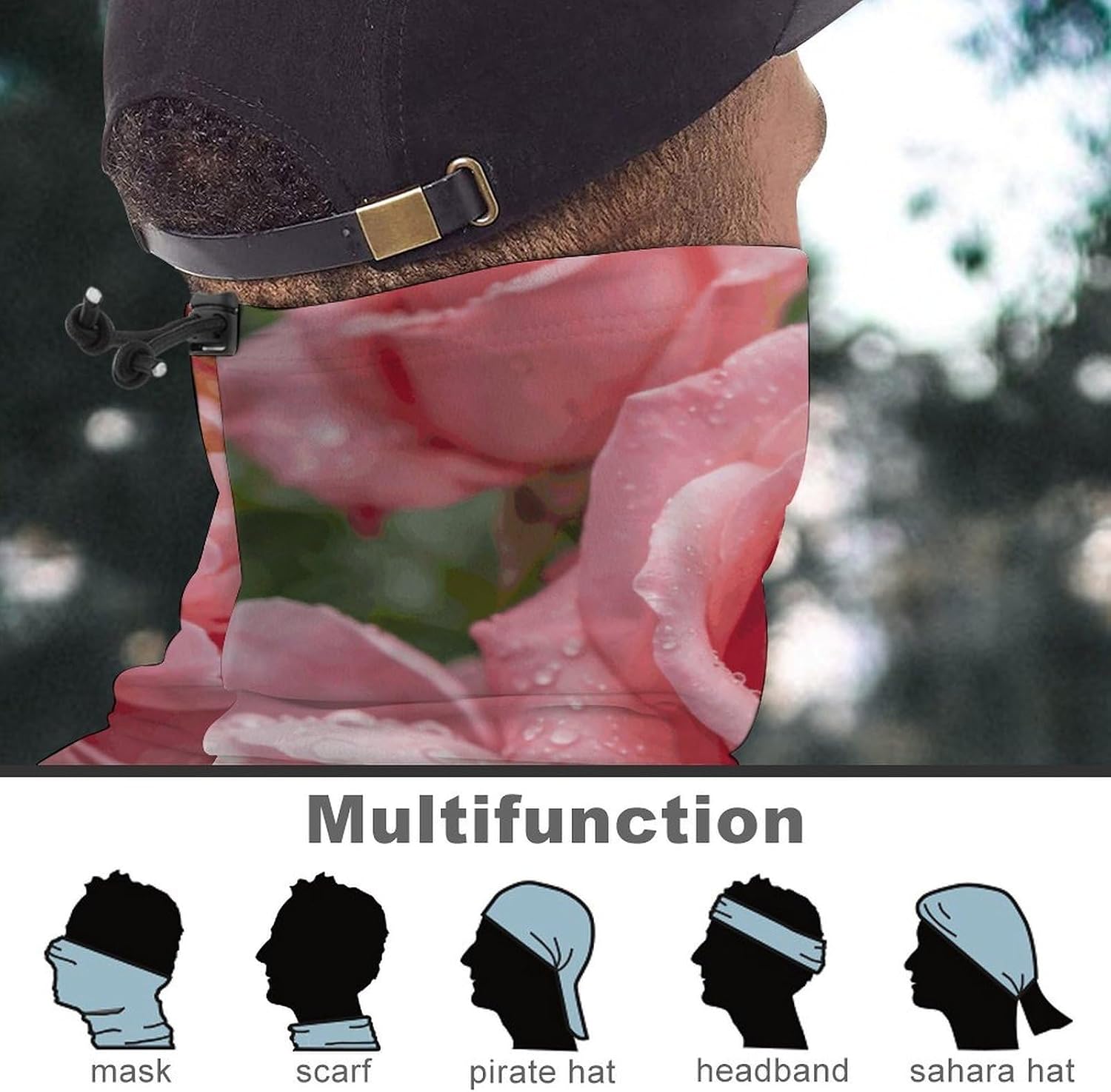 Flowers Pink Neck Gaiter Face Mask for Men And Women Breathable Dustproof Face Cover Scarf for Outdoor Sports Sun Protection Bandana for Fishing Hiking