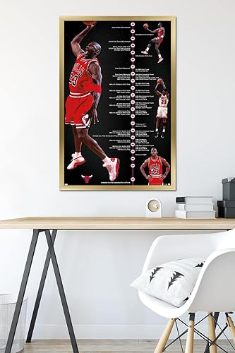 Miniatura 6 de Trends International Michael Jordan - Póster de pared de línea de tiempo, 22.375 x 34 pulgadas, versión enmarcada dorada