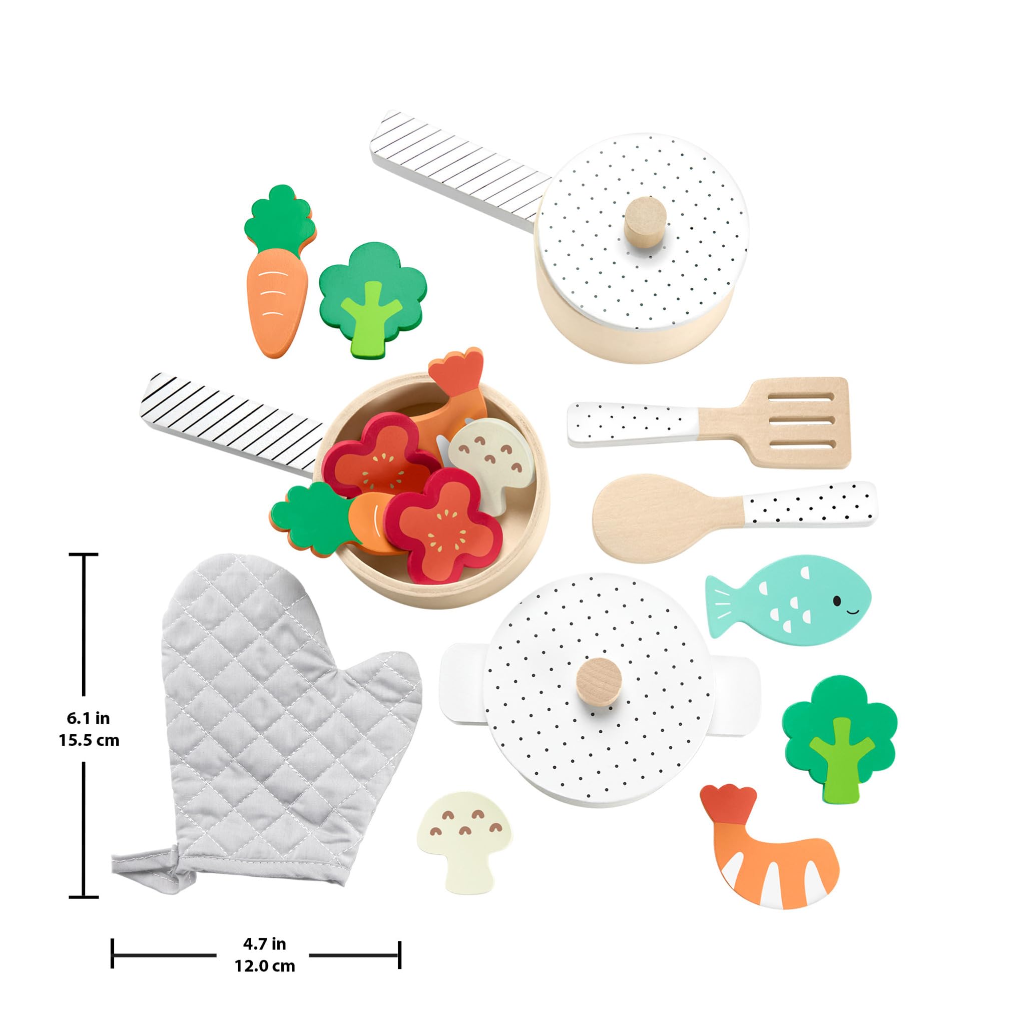 Fisher-Price Set de Cocina de Madera, Juguete de imitación con 19 Piezas Fabricadas con Material Certificado FSC, Juego Inspirado en Montessori, +3 años (HXT83)