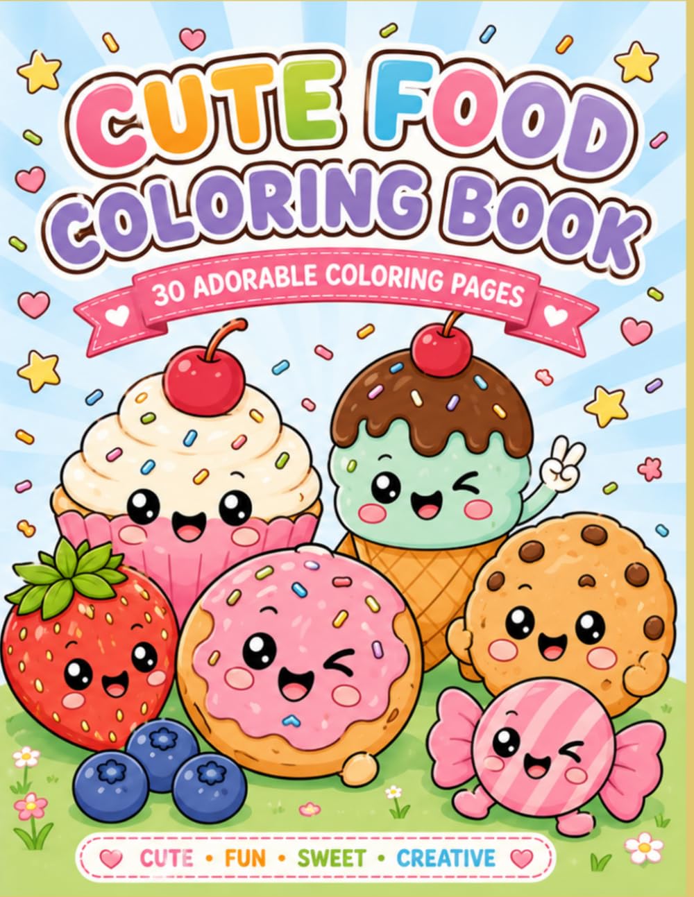 Cute Food Coloring Book: 30 Adorable Kawaii Food Characters to Color (Kawaii Friends Coloring Books)