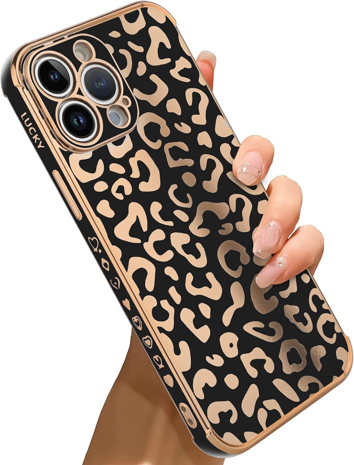 Bonoma Compatible with iPhone 14 Pro Max Case Leopard Plating Nice Luxury Elegant Case Camera Protector Soft TPU Shockproof Protective Corner Back Cover iPhone 14 Pro Max Case -Black