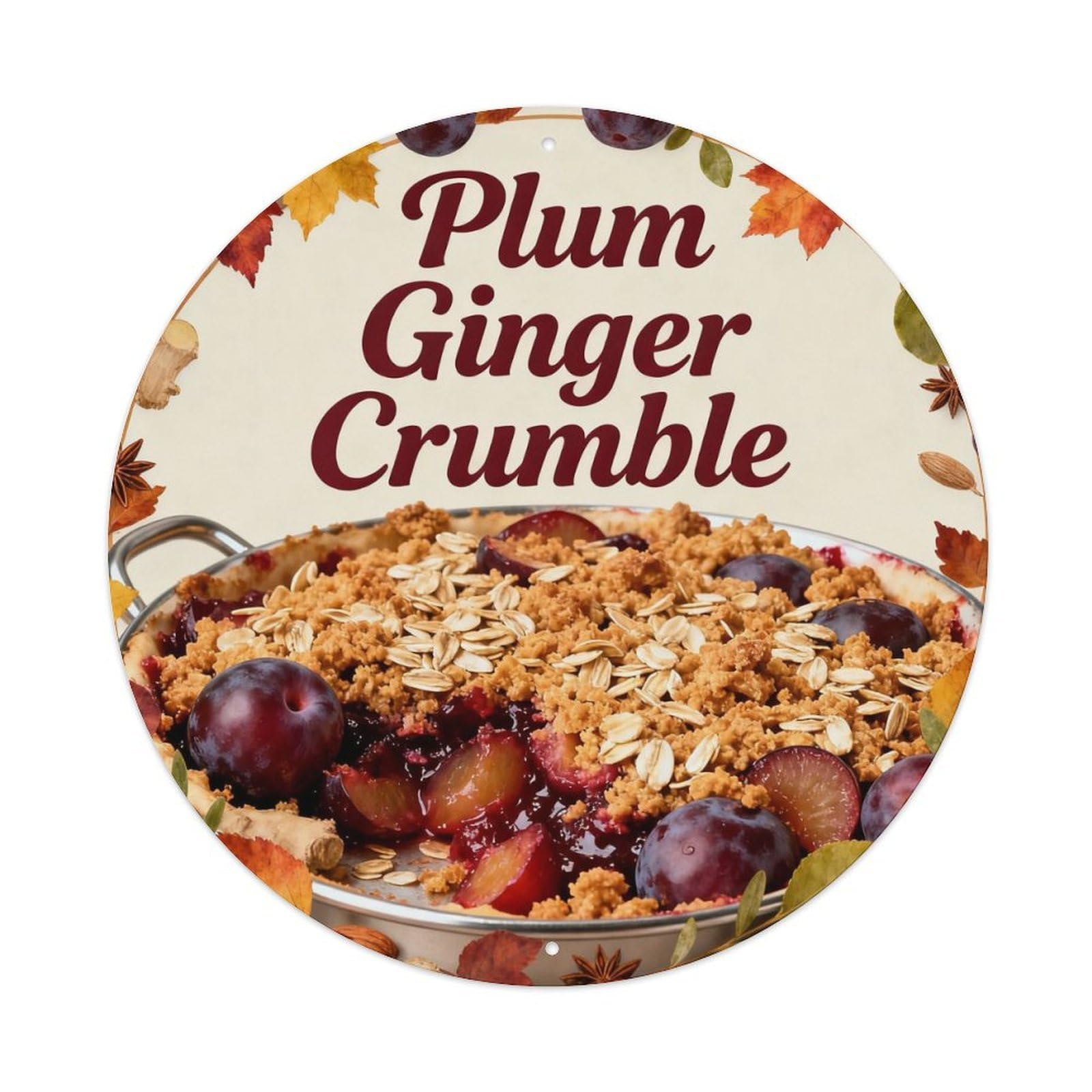 Plum Ginger Crumble Metal Tin Sign Plaque