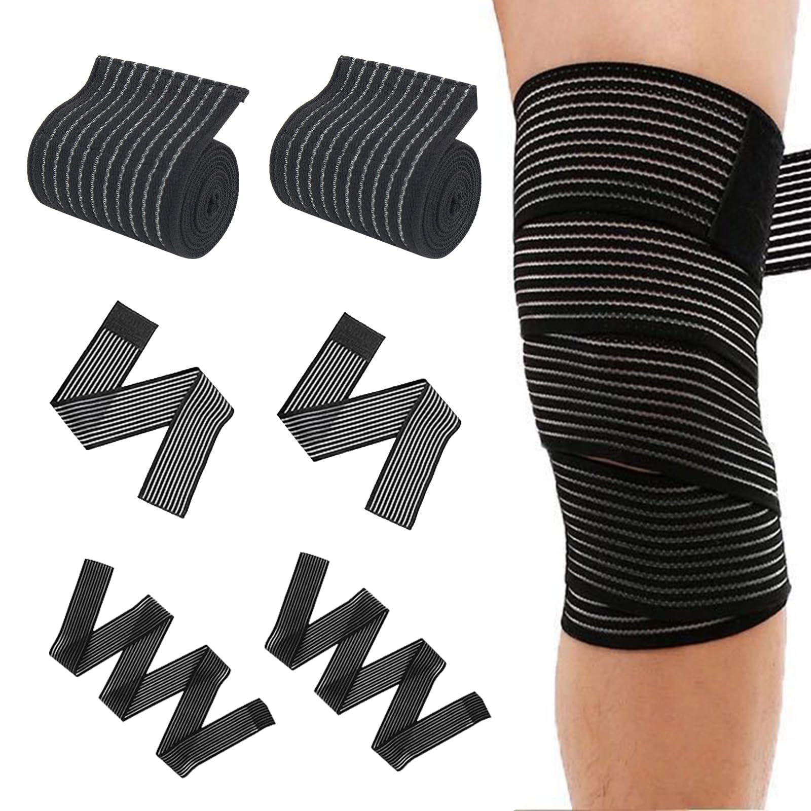 6 Fascia Ginocchio: 40/70/90cm Benda Elastica Regolabile Sportive, Fascia Elastica per Ginocchio, Polpaccio, Braccio, Fascia Elastica Ginocchio, Fascia per Ginocchio, Corsa, Fitnes