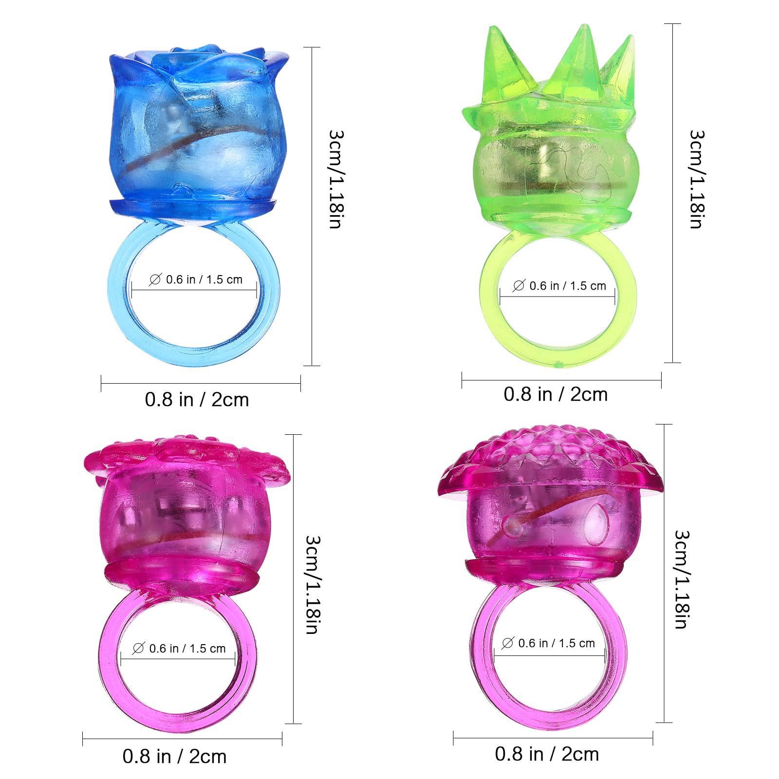 NUOBESTY 24 anneaux lumineux LED en forme de couronne clignotants jouets de doigt qui brillent dans le noir cadeaux de fête