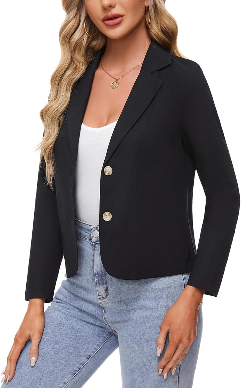 MINTLIMIT Linen Blazer for Women Long Sleeve Lapel Button Blazers Lightweight Casual Work Office Tailored Jacket Suits
