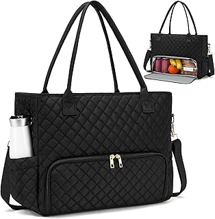2-in-1 Lunch & Laptop Tote Bag 15.6" Work Bags for Women Polyester Casual Teacher Nurse Bag Laptop Briefcase