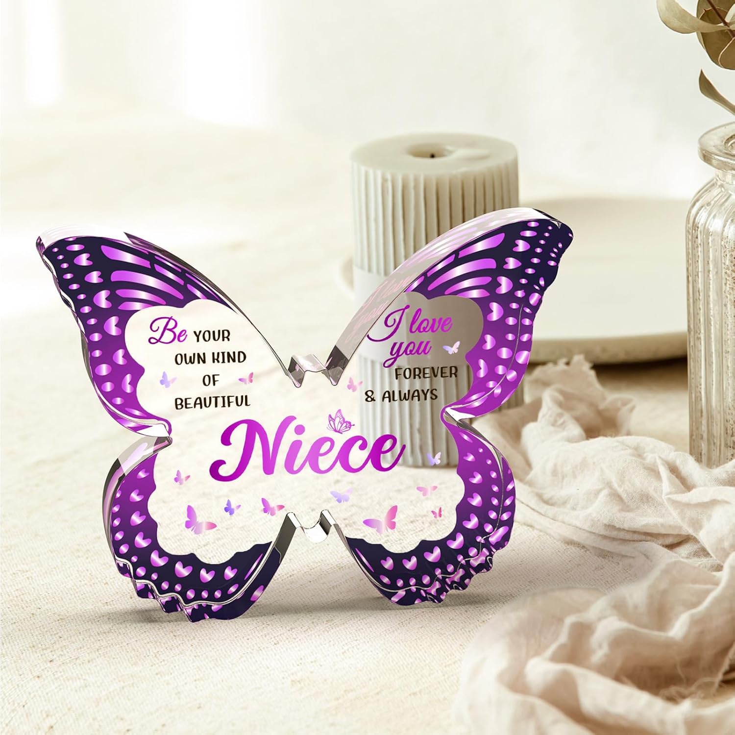 Niece Gifts from Auntie Aunt, Christmas Gifts for Nieces from Aunt, Graduation Mothers Day Valentines Graduation - Butterfly 5x3.8 IN Acrylic Decorative Plaques - Image 6