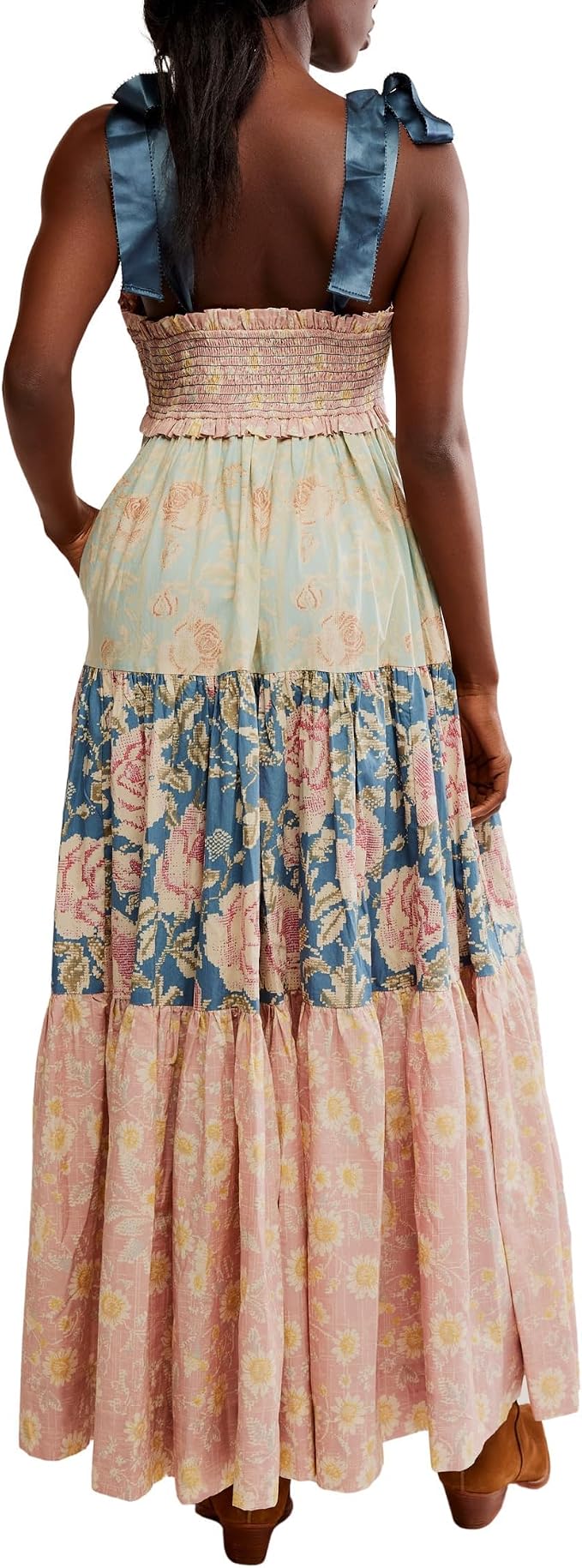 maxi dress for women with puff sleeves Teal Leaves Maxi Dress – Studio Silk Elegant Puff Sleeve Medium