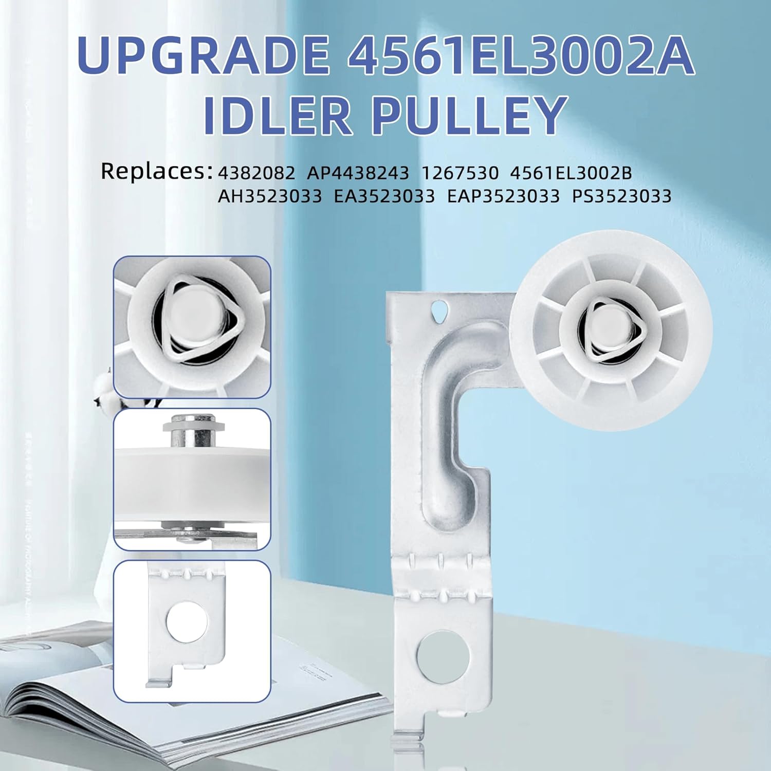 For LG Dryer Roller Kit 4581EL2002L,Lg Dryer Drum Roller Kit Idler Pulley 4581EL2002C Bearing Version 4400EL2001A 4561el3002a Dryer Belt Replacement Kenmore Dryer Belt Rollers
