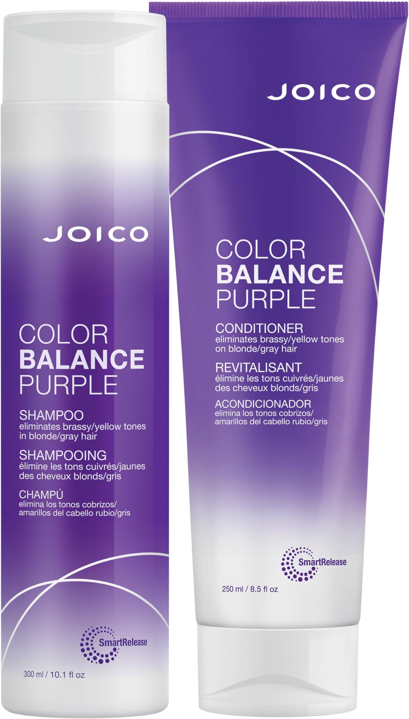 Color Balance Purple Shampoo & Conditioner Set, Eliminate Brassy and Yellow tones, for Cool Blonde or Gray Hair