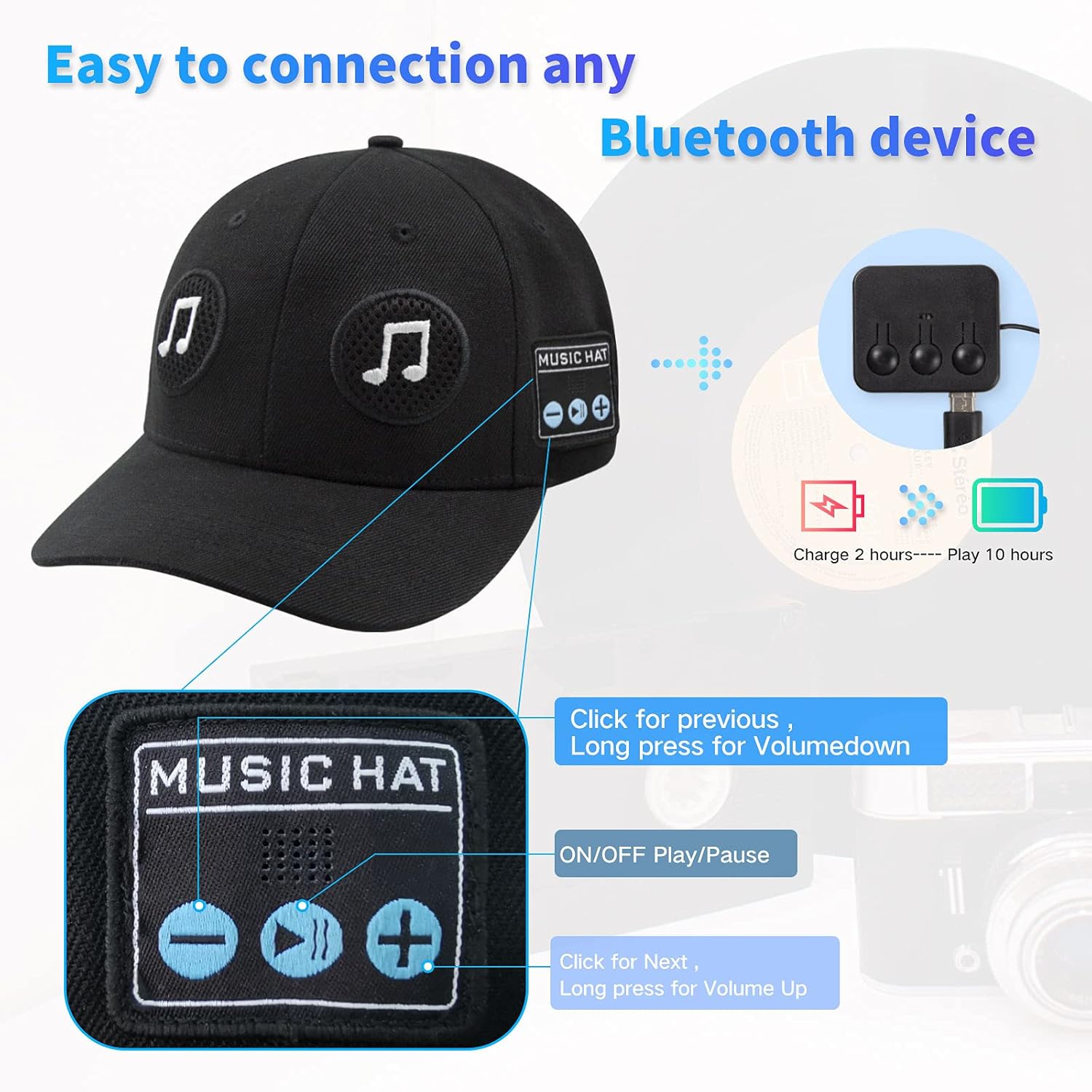 Bеѕt Dеаl Bluetooth Hat with Speaker Portable Musical Cap Adjustable Hands Free Wireless Hat Great Gifts