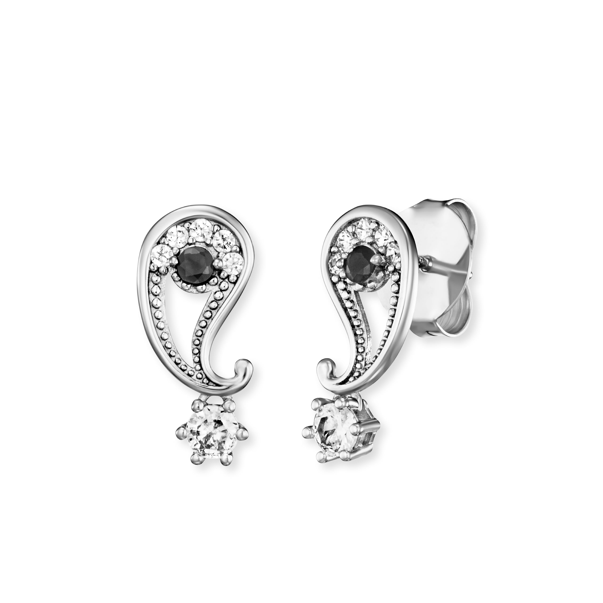 Engelsrufer Ohrstecker Yin Yang für Damen aus 925er Sterlingsilber rhodiniert – mit Zirkoniasteinen verziert – Größe: 17 x 7,7 mm