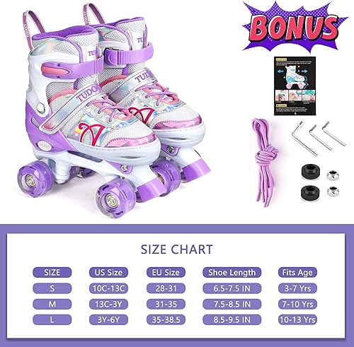 Miniatura 7 de Shine Skates - Patines ajustables de 4 tamaños con ruedas iluminadas para niñas, adolescentes, patines de exterior para principiantes y avanzados,